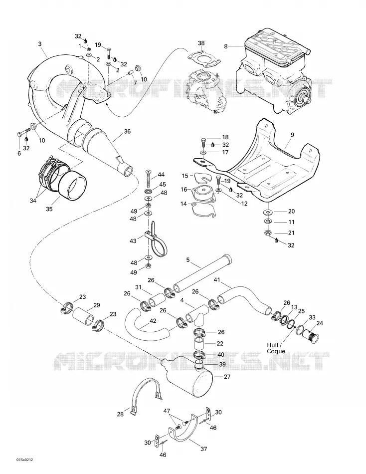 Motorunterstützung und Schalldämpfer