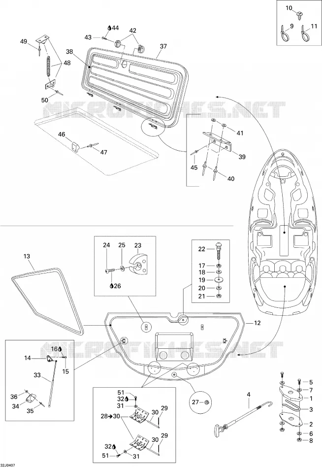 COMPARTIMENT MOTEUR ET COUVERCLE CENTRAL