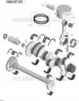Kurbelwelle, Kolben und Ausgleichswelle
