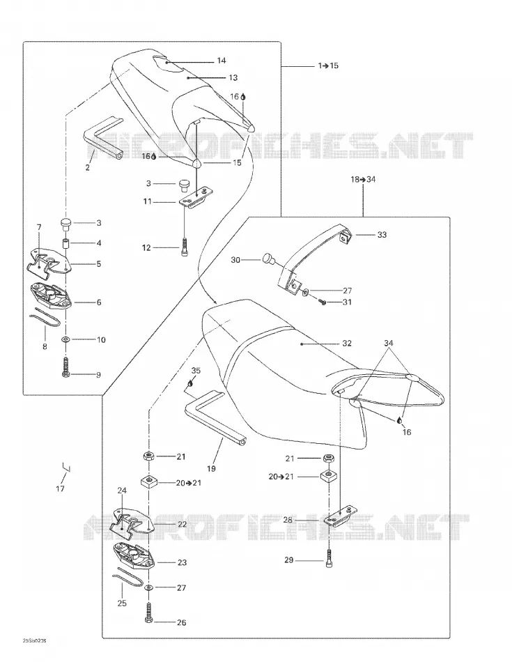 Sitz- und MotorabdAsiento y cubierta del motoreckung