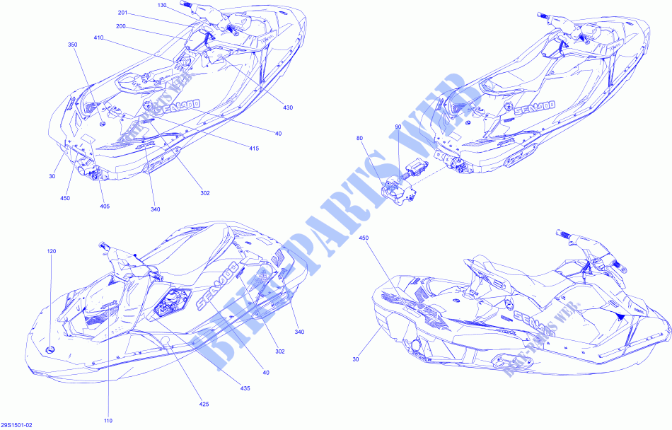 Abziehbilder für Sea-Doo SPARK ACE 900 ( 2 SEATS AND 3 SEATS  ) 2015