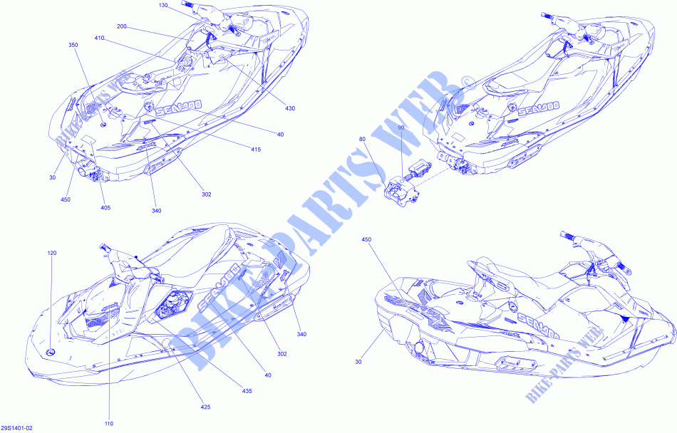 Abziehbilder für Sea-Doo SPARK ACE 900 ( 2 SEATS AND 3 SEATS ) 2014