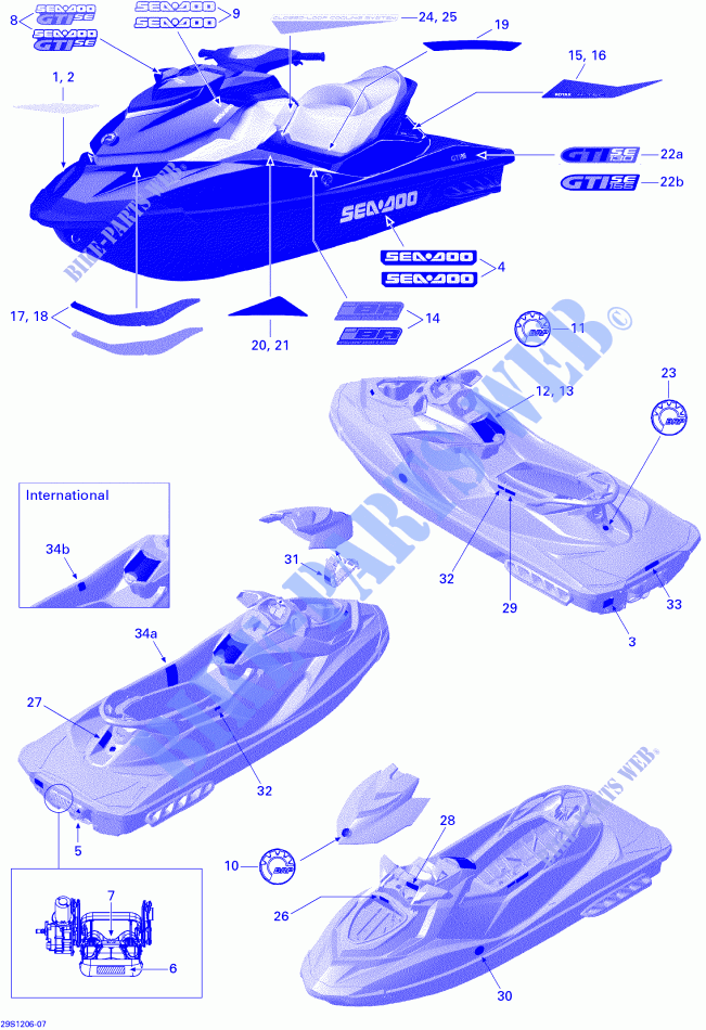 Abziehbilder für Sea-Doo GTI SE 130 (24CS/24CR) 2012