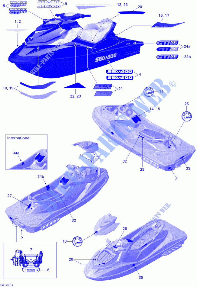 Abziehbilder für Sea-Doo GTI SE 155 2011