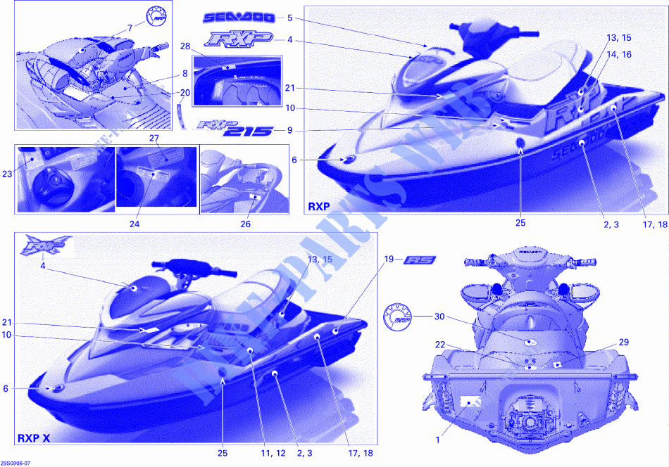 Abziehbilder für Sea-Doo RXP-X 255 & RS 2009