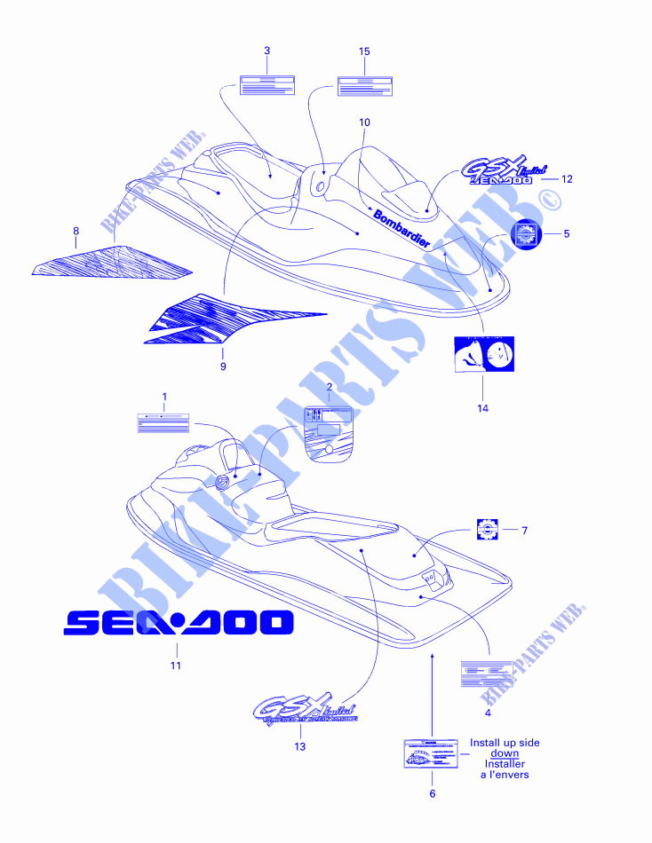 Abziehbilder für Sea-Doo GSX LIMITED 5625 1998