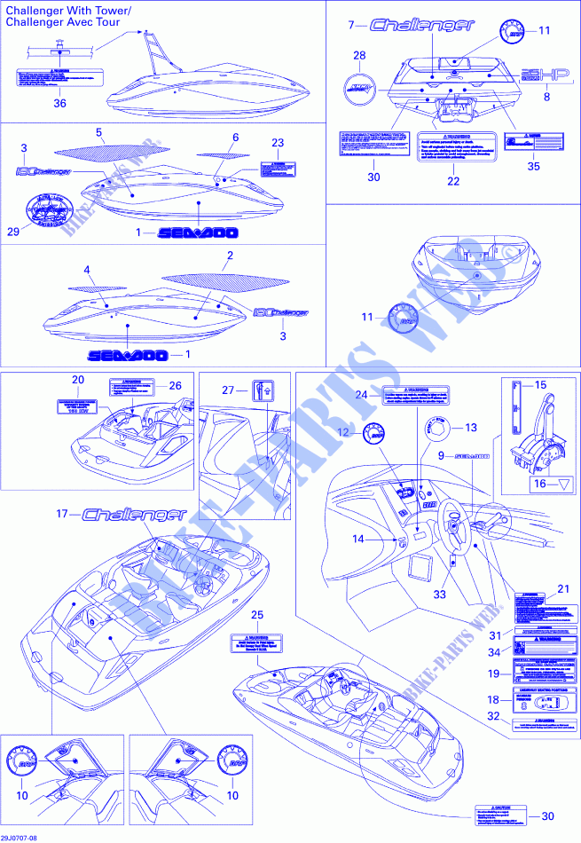 Abziehbilder für Sea-Doo 00- Model Numbers 2007
