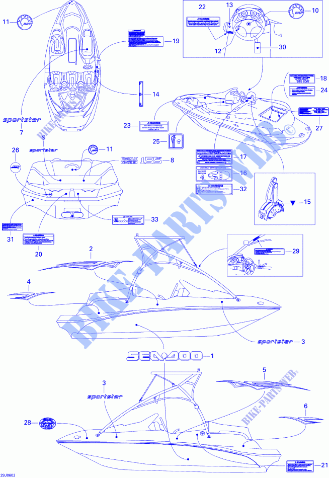 Abziehbilder für Sea-Doo 00- Model Numbers Edition 2 2006