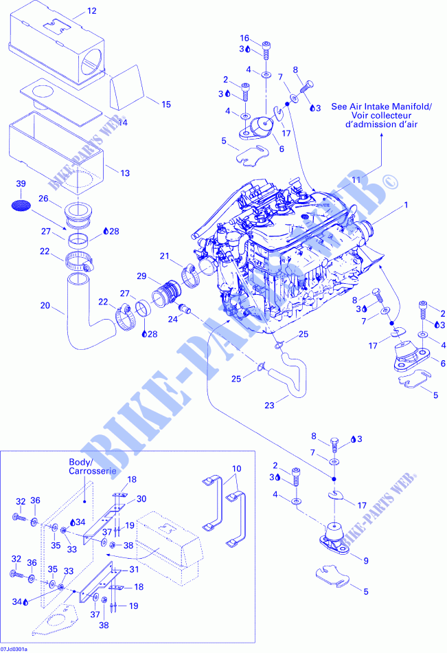 Motorunterstützung und Ansaug für Sea-Doo 01- Air Intake Manifolds 2003