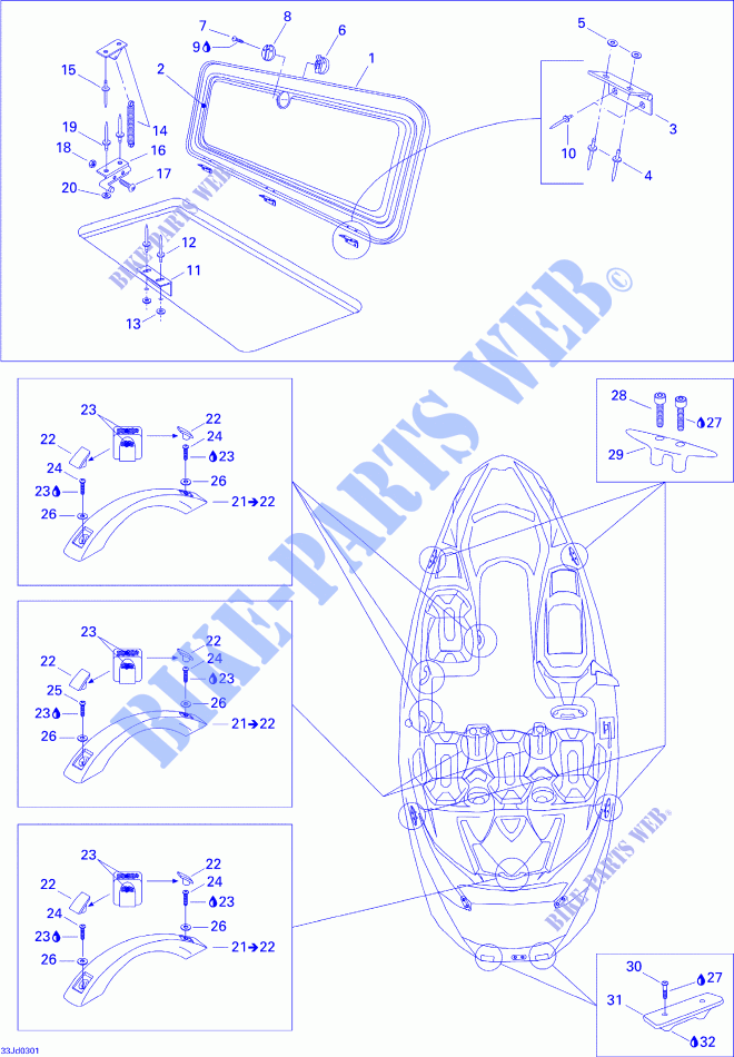 Zentralabdeckung und Zubehör für Sea-Doo 01- Air Intake Manifolds 2003